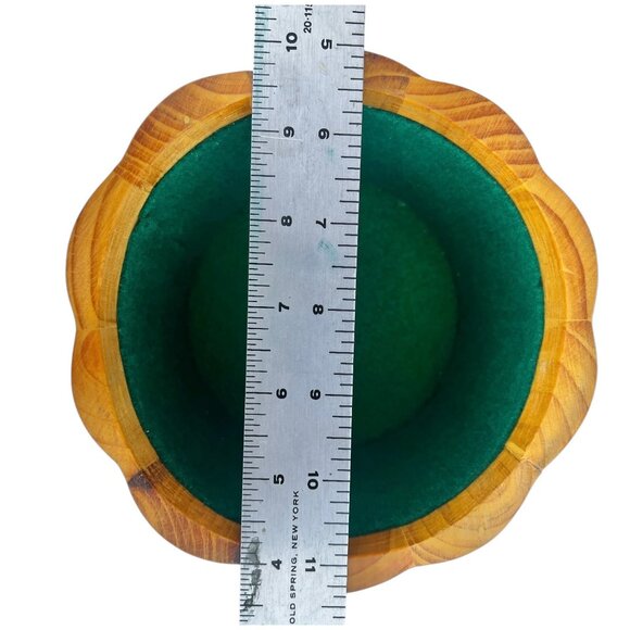 Don Bacigalup Handcrafted Wooden Lidded Bowl Felt Lining & Leaf Design Marked - Picture 8 of 11